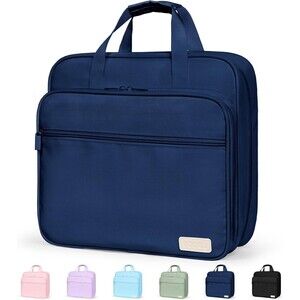 2 Inch 3 Ring Zipper Binder Bag Blue File Organizer 5 Dividers Holds 900 Sheets